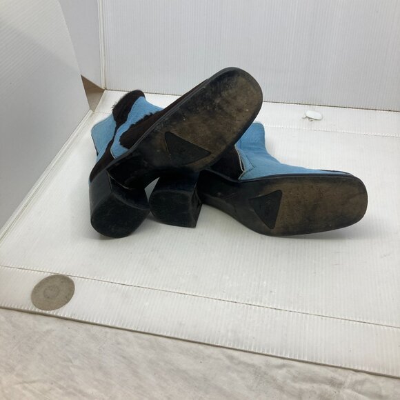 Vtg 1990s FREE LANCE FRANCE square toe blue spotted pony hair womens shoes sz 36 - Picture 5 of 7